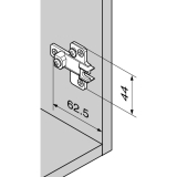 BLUM MODUL Kreuzmontageplatte, Schraubmontage, HV: 2teilig, Distanz 0 mm