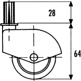 Mbelrolle Trio Laufflche weich, 49 mm,Zinkdruckguss verchromt,Kunststoff grau