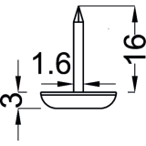 Nagelgleiter mit Stahlkappe und Einschlagstift 2, rund, 20, FE vernickelt