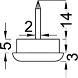 Nagelgleiter mit Stahlkappe und Einschlagstift 1, rund, 20, FE vernickelt