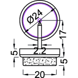 Nagelgleiter mit Filzgleiter und Einschlagstift, rund, 20, KS wei