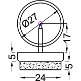 Nagelgleiter mit Filzgleiter und Einschlagstift, rund, 24, KS wei