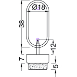 Nagelgleiter mit Filzgleitflche und 2 Einschlagstiften, oval, 38x18, KS grau