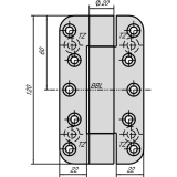 Objektband VN 2828 f. geflzte flchenb. Tren, Bandh. 120 mm, vernickelt matt
