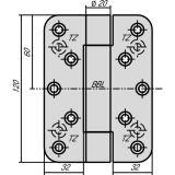 Objektband VN 2929 f. stumpf einsch. Tren, Bandhhe 120 mm, Edelstahl