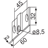 Befestigungslaschen zu PT30, Aluminium silber eloxiert