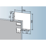 Winkelverbindung PT 60, Glas 10 mm, Aluminium silber eloxiert (03.150)