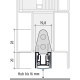 Trdichter Planet MF-FH, 585 x 19,8 x 20 mm, einseitig, Aluminium natur