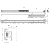 Ausziehtischfhrung TOPSLIDE, Auszugsweg 620 mm, Lnge 1000 mm, Stahl/Aluminium