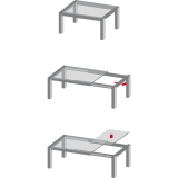 Ausziehtischfhrung ALU 77 FRONTSLIDE, Auszugsweg 1150 mm, Lnge 1815 mm, Alu