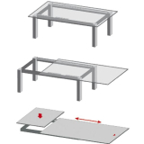 Ausziehtischfhrung TOPSLIDE, Auszugsweg 720 mm, Lnge 1200 mm, Stahl/Aluminium