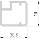 Glasrahmenprofil schmal, Lnge per Stange 2500 mm, Aluminium Edelstahl Effekt