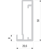 Glasrahmenprofil breit, Lnge per Stange 2500 mm, Aluminium Edelstahl Effekt
