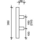 MARCHESI Stangengriff MT 350/25 - 350mm, LA. 150mm, M8, Edst. matt