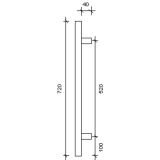 MARCHESI Stangengriff MT 720/20 - 720mm, LA. 520mm, M6, Edst. matt