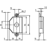 JuNie ASS 1781 Zylinder-Kastenschloss Dornma� 30 mm, Zamak