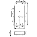 Riegelschloss Einheitssperre 61005 ohne Schlssel, rechts, DM 20, Stahl verzinkt
