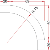 Rohrbogen 90� Spezial Oval Schrankrohr 30 x 15mm, Stahl geschliffen, verchromt