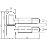 Einbohrband, 13 mm, mit Rundkopf, Stahl vergoldet