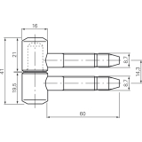 Einbohrband fr Futtertren, 16 mm, Stahl patiniert