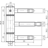 Herkula-Band 3-teilig, m. Aushngesicherung,  22 mm, Stahl vernickelt