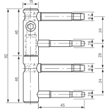 Trband ANUBA 3-DIM Invantobolzen 45 mm, Bandh. 92 mm,  15 mm, verzinkt silber