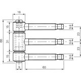 Steckband 3-tlg. f. geflzte Holztren,  18 mm, Hhe 61 mm, Stahl vernickelt