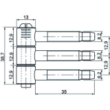 Steckband 3-tlg.  13 mm, Hhe 38,7 mm, Stahl RAL 9010