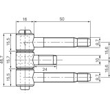 Stahlzargenband 3-tlg. f. geflzte Holztren, Band 16 x 46,7 mm, vermessingt