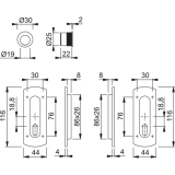 Schiebet�rmuschel Set - ecken abgerundet BB, Messing sat. verchromt - PVD