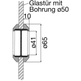 Schiebetrmuschelpaar rund, Glasstrke 8 - 12 mm, Messing poliert
