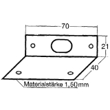 Riegelschlieblech abgewinkelt, mit ovalem Loch, 70 x 40 x 21 mm, Stahl verzinkt