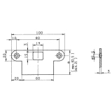 Schlieblech BKS f. Schnappriegel 1795/96 flach m. Lappen 100 x 62,5mm,Edelstahl