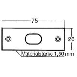 Riegelschlieblech gerade, mit ovalem Loch, 75 x 26 mm, Stahl verzinkt