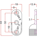 Schrankrohrlager Oval 1 f�r Schrankrohr, 3 Schraubl�cher, Zink vernickelt