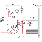Schrankrohrlager Oval 8 - f�r Schrankrohr 30 x 15 mm, Zamak verchromt