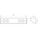 Steckdosenleiste Corner Compact 230 V, max.3500 Watt, L 560 mm, Edelstahl Effekt