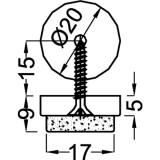 Schraubgleiter mit Filzgleiter und Holzschraube rund, �20, KS wei�