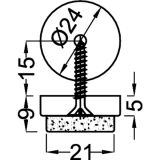 Schraubgleiter mit Filzgleiter und Holzschraube rund, 24, KS wei