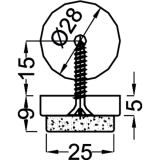 Schraubgleiter mit Filzgleiter und Holzschraube rund, 24, KS wei