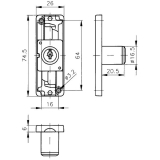 HEKNA 630 Zylinder Schubstangenschloss rechts, Zamak