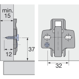 HETTICH Anschraub - Kreuzmontageplatte-Spanplattenschraube 9071671, D 1,5, Stahl