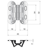 Sepa Einlass-Scharnier H�he 52 mm, Messing vern. matt