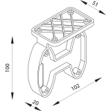 Befestigungsteil C 1, 52x100x102 mm, Kunststoff wei�