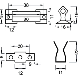 Sockel-Blendenschnapper, Schrauben, Schlieteil Kunststoff wei/Stahl geblut