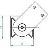 Sockelfu-CAPRI ALU, 50 x 50 x 200 mm, Aluminium Edelstahl Effekt