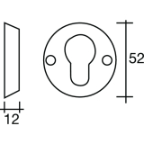 SOLIDO SH-Zylinderrosette auen  52 mm, Hhe 12 mm, ohne KZS, Edelstahl matt