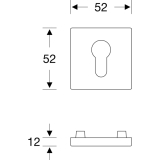 SOLIDO SH-Zylinderrosette auen 52 x 52 mm, Hhe 12 mm, mit KZS,Edelstahl matt