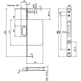 Springriegelkasten 117 x 75 x 15,5 mm, Stulp 220 x 20 mm rund, Edelstahl