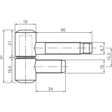 Stahlzargenband 2-tlg. f. geflzte Holztren, Band 16 x 41 mm, Stahl vermessingt